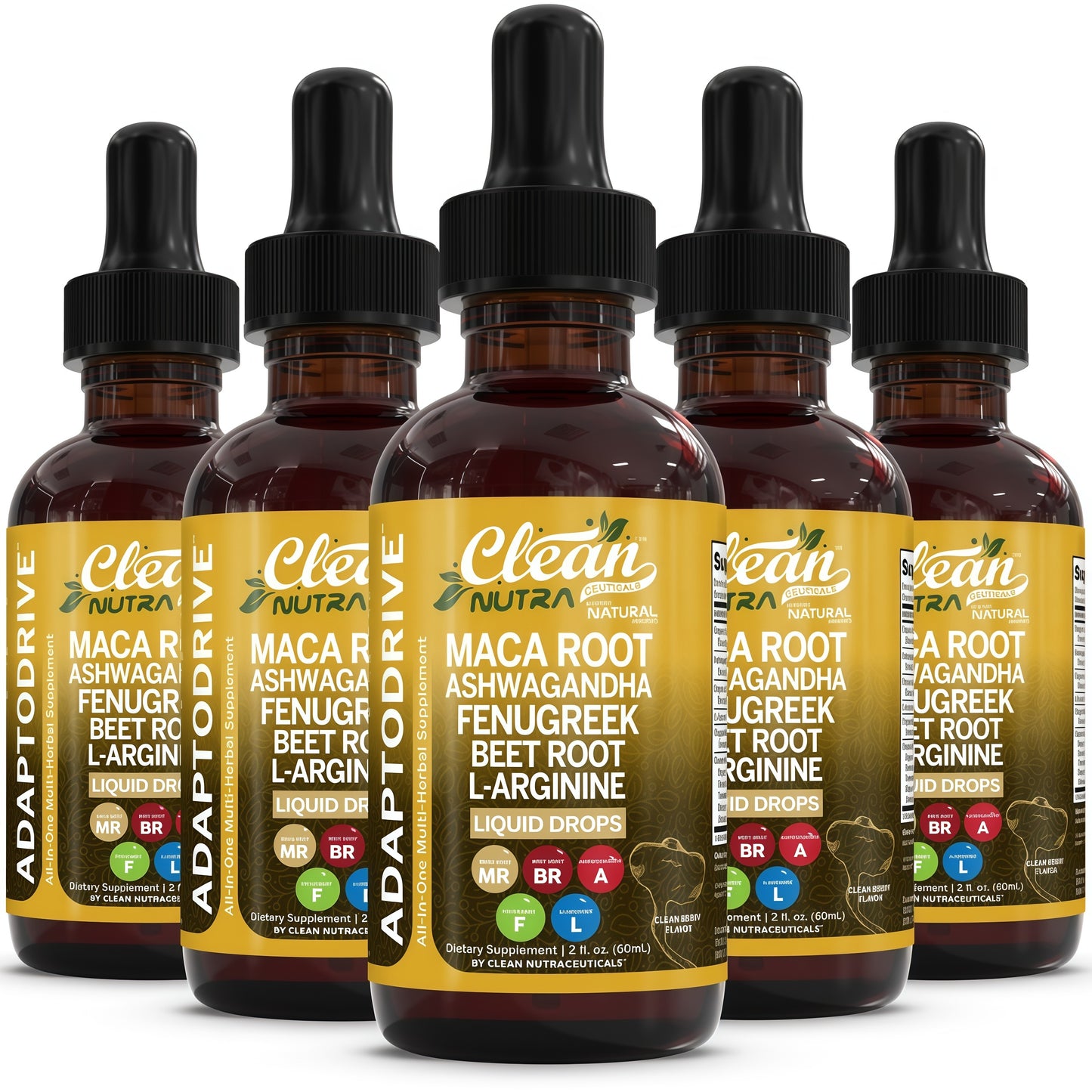 Clean Nutra Organic Maca Root Liquid Drops with Ashwagandha, Fenugreek, Beet Root and L-Arginine Liquid Multivitamin for Women and Men - Adapto Drive