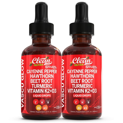 Clean Nutra Cayenne Pepper Drops Supplement Liquid + Hawthorn Berry, Vitamin D3 K2 Beet Root Powder, Ceylon Cinnamon, Turmeric Curcumin, Organic Panax Ginseng, Berberine Extract 1 Pack