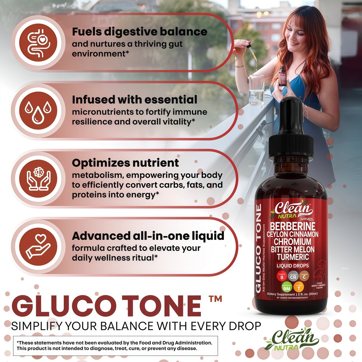 Clean Nutra Berberine with Ceylon Cinnamon Supplement Liquid Drops + Bitter Melon Extract, Glucomannan, Gymnema, Chromium, Turmeric, Organic Panax Ginseng, Moringa GLP-1 Support