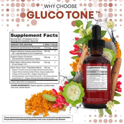 Clean Nutra Berberine with Ceylon Cinnamon Supplement Liquid Drops + Bitter Melon Extract, Glucomannan, Gymnema, Chromium, Turmeric, Organic Panax Ginseng, Moringa GLP-1 Support